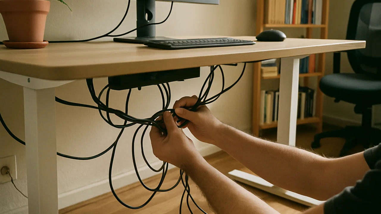 Cable Control for Standing Desks That Move Up and Down Every Day